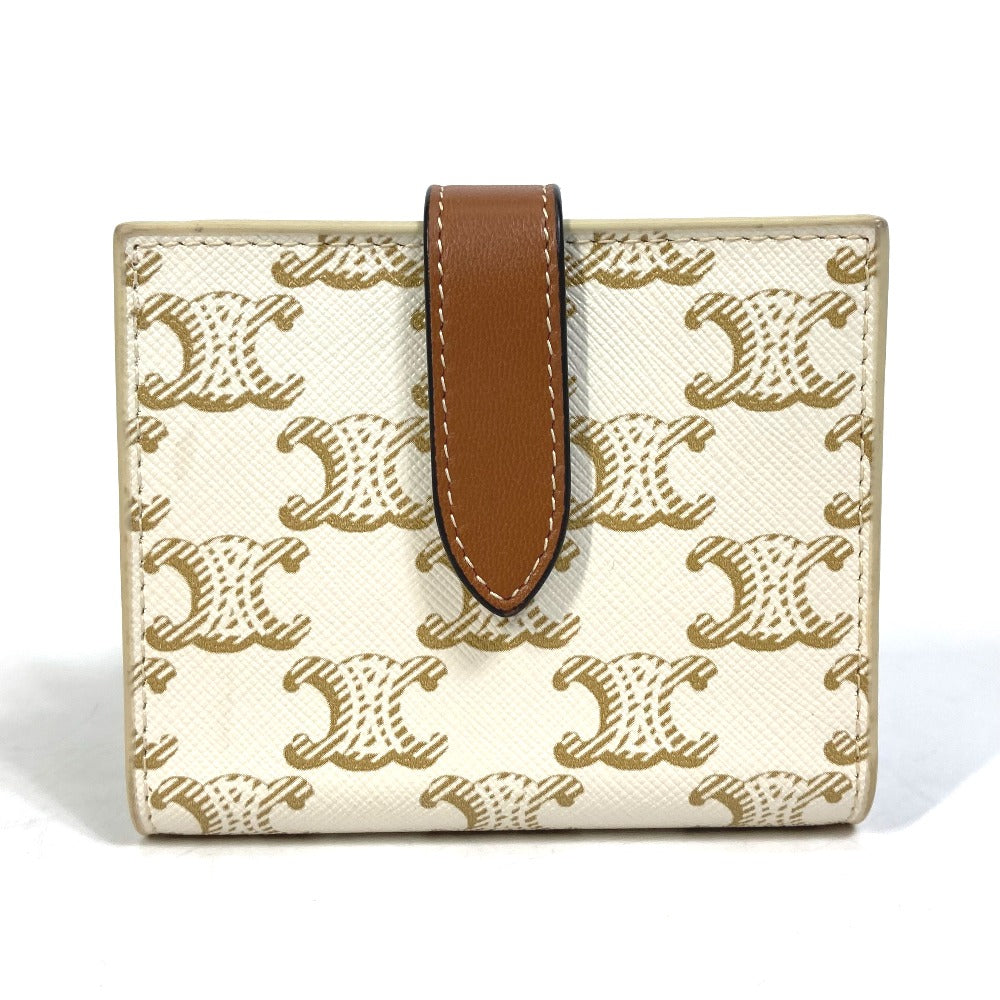 CELINE Folded wallet PVC / Leather White / brown Macadam Triomphe Wallet Women