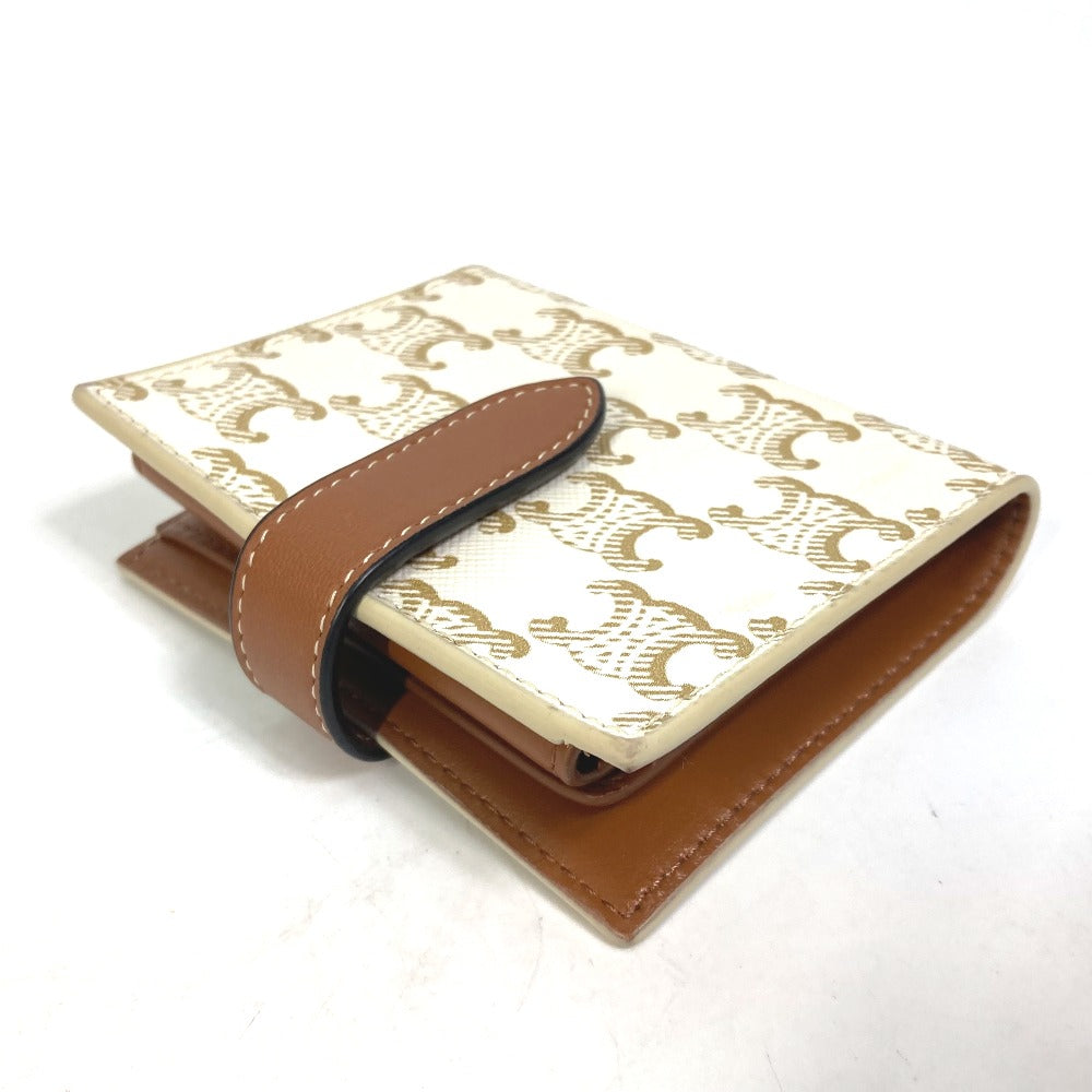 CELINE Folded wallet PVC / Leather White / brown Macadam Triomphe Wallet Women