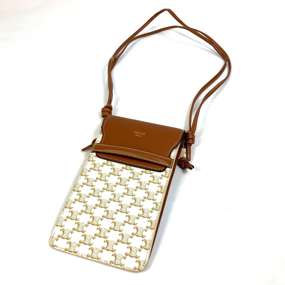 CELINE Mobile case 10G332CQD  PVC / nylon beige triomphe phone case bail pouch Women