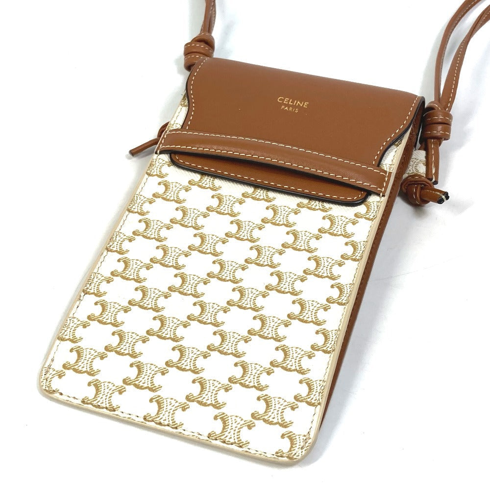 CELINE Mobile case 10G332CQD  PVC / nylon beige triomphe phone case bail pouch Women
