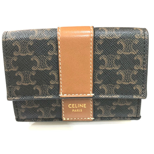 CELINE Trifold wallet PVC / Leather Brown Triomphe Small trifold Women