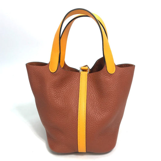 HERMES Handbag Togo, Vaux Swift Brown x Orange type By color Picotan Lock PM 18 Women Used
