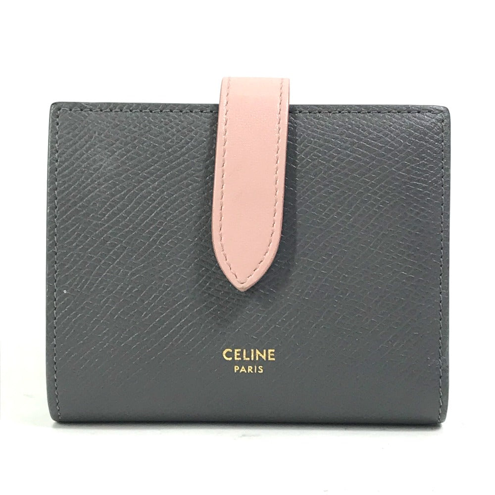 CELINE Trifold wallet 10H263BRU.10GV leather Gray x pink By color Small strap wallet Women