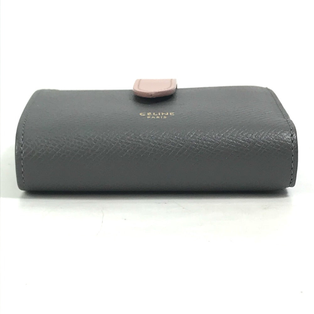 CELINE Trifold wallet 10H263BRU.10GV leather Gray x pink By color Small strap wallet Women