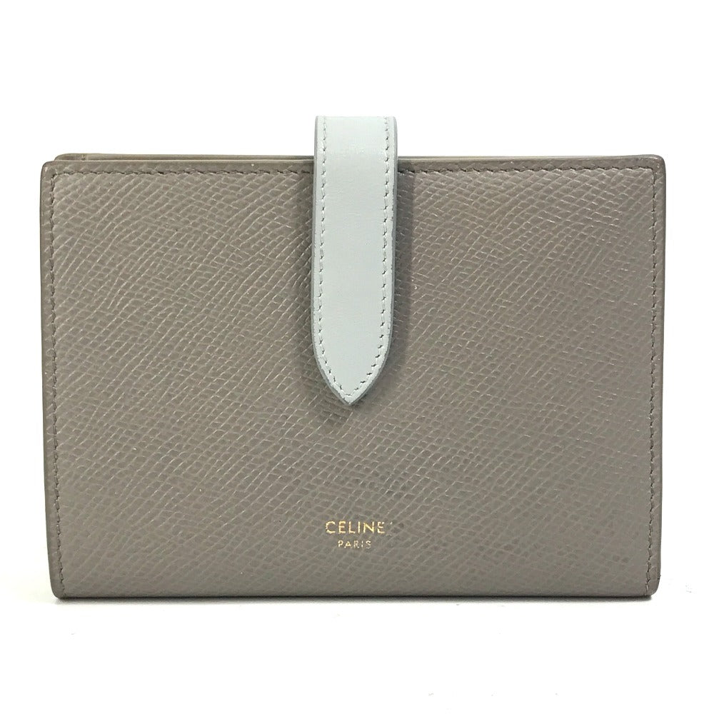 CELINE Trifold wallet 10B643BRU.10PI leather Gray x light blue By color Medium strap wallet Women