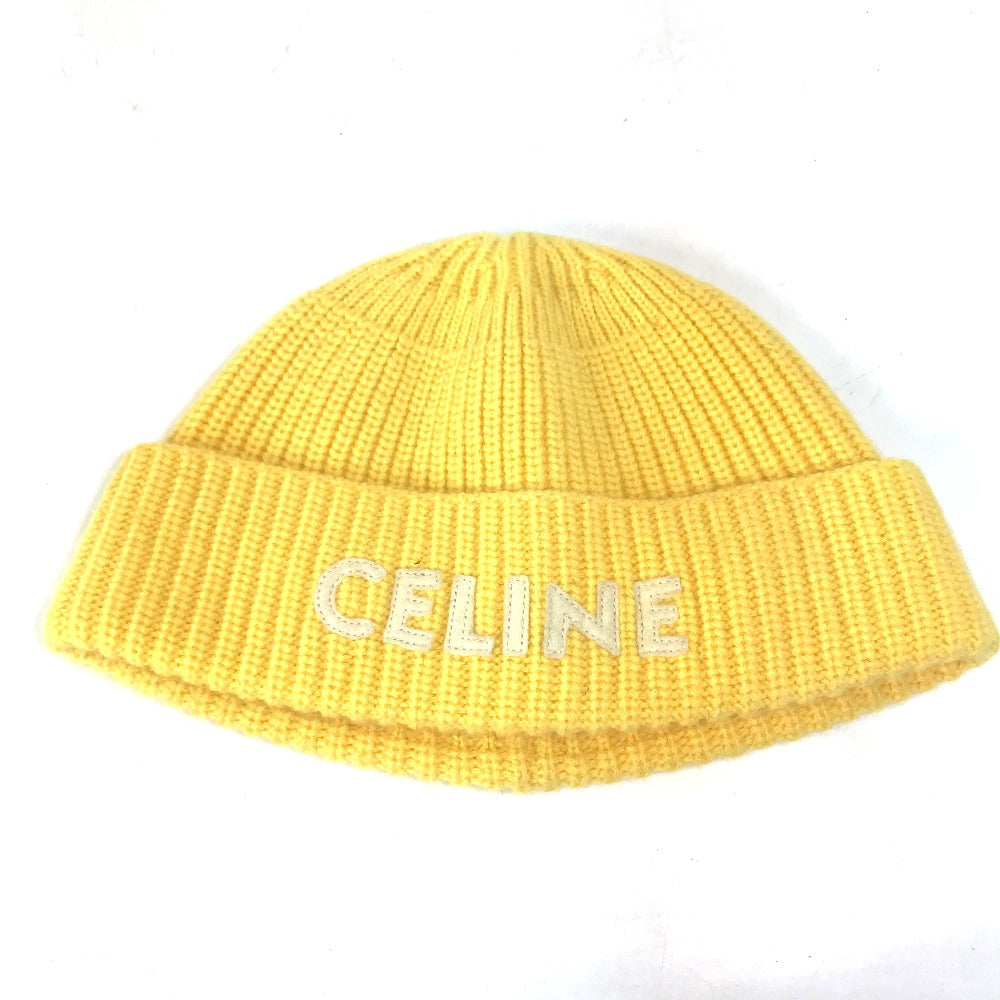 CELINE Knit hat 2A61W535Q wool yellow logo embroidery mens