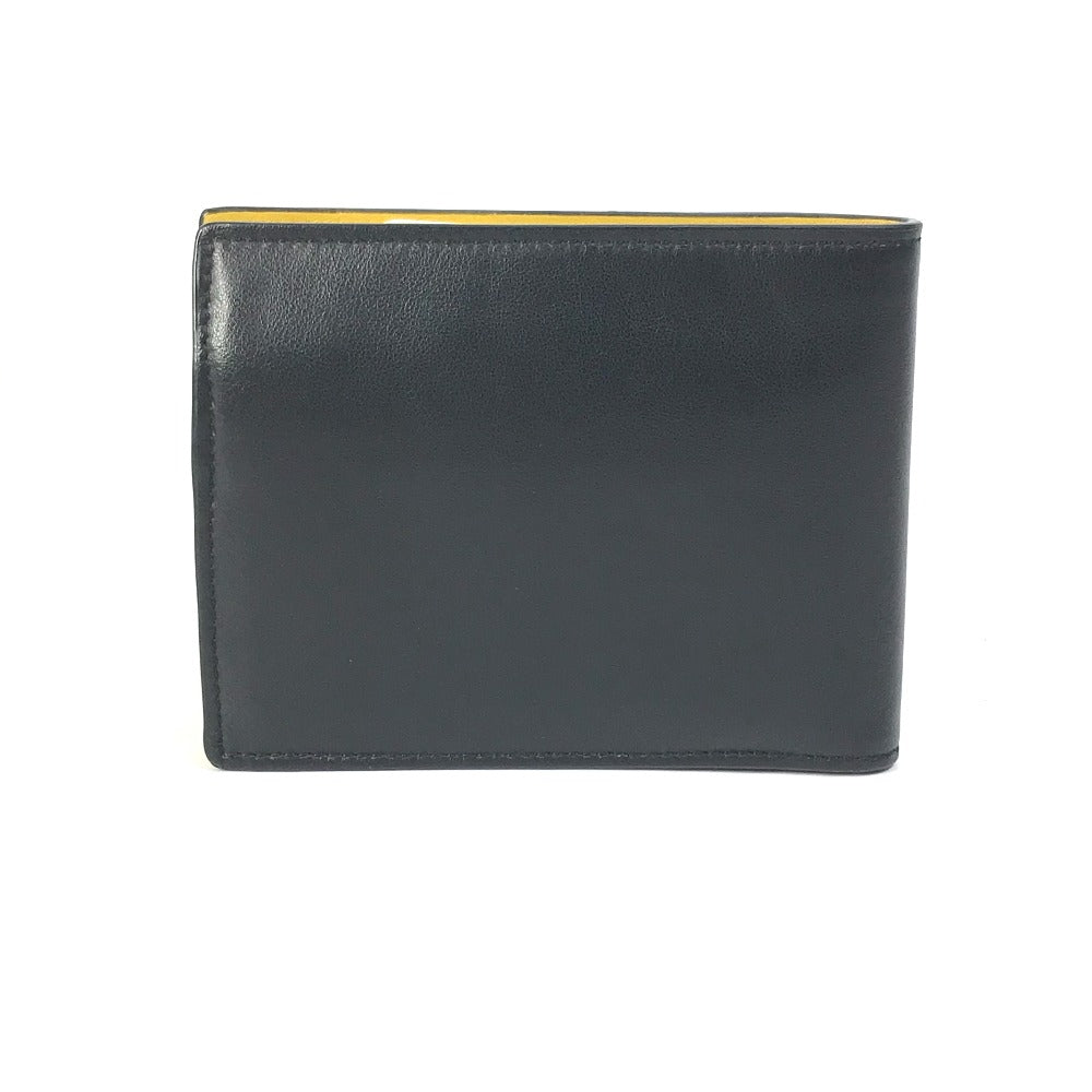 FENDI Folded wallet 7M0001 leather Black x yellow logo mens