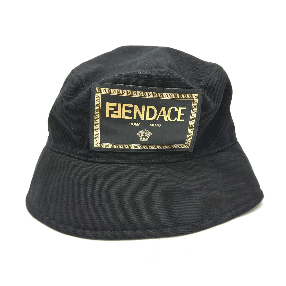 FENDI hat FXQ801 cotton black Versace collaboration logo Women M/59