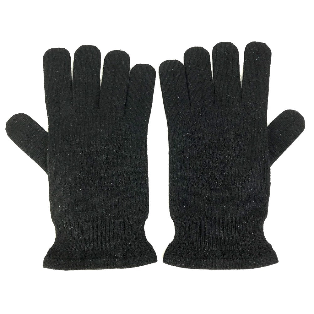 LOUIS VUITTON gloves Cashmere, Silk black LV logo Women