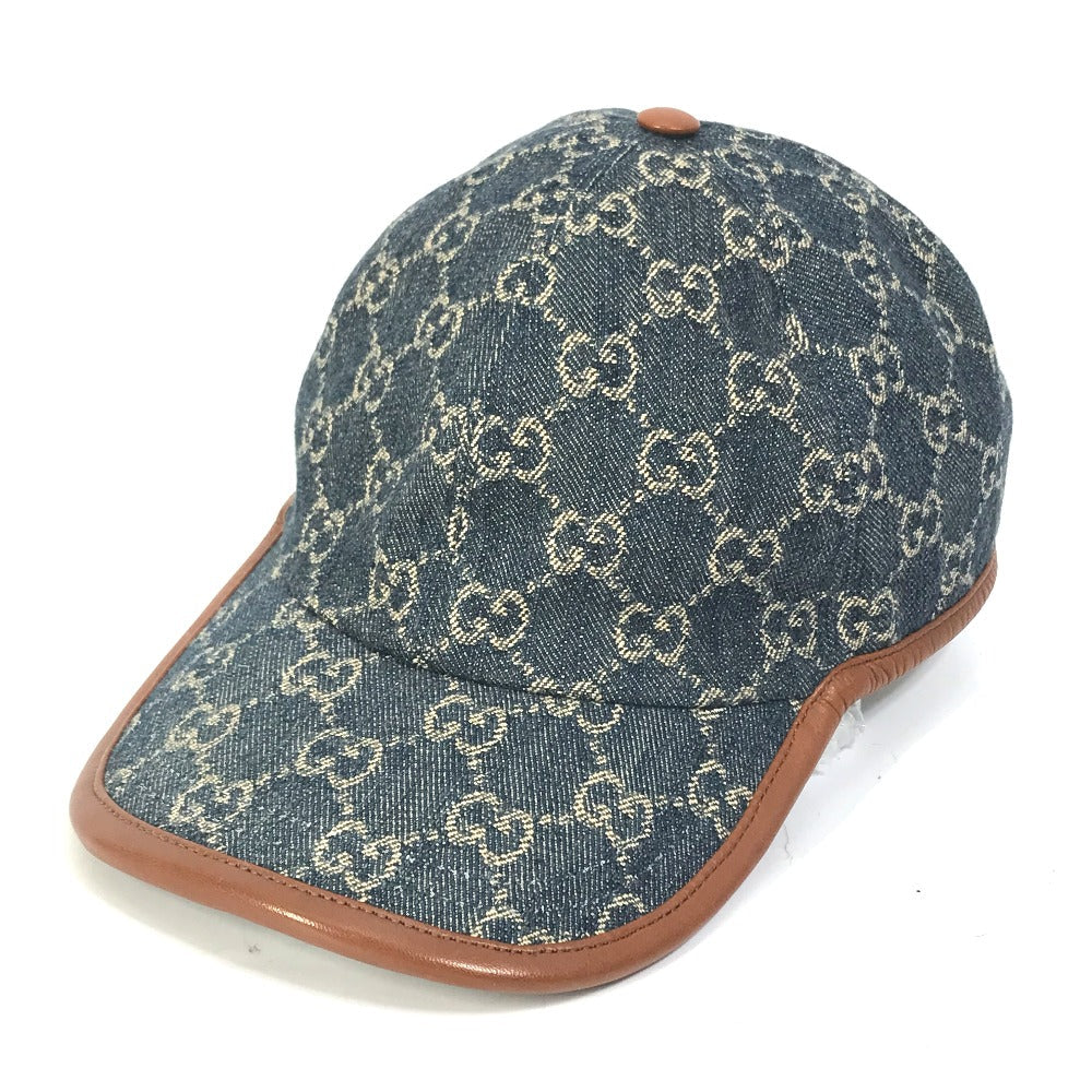 GUCCI cap 656206 GG canvas Navy denim GG logo M 58cm