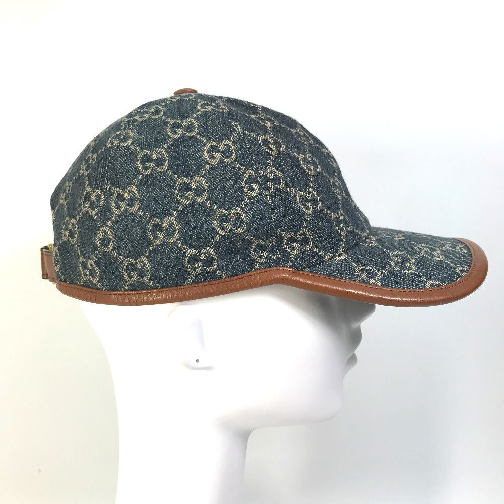 GUCCI cap 656206 GG canvas Navy denim GG logo M 58cm