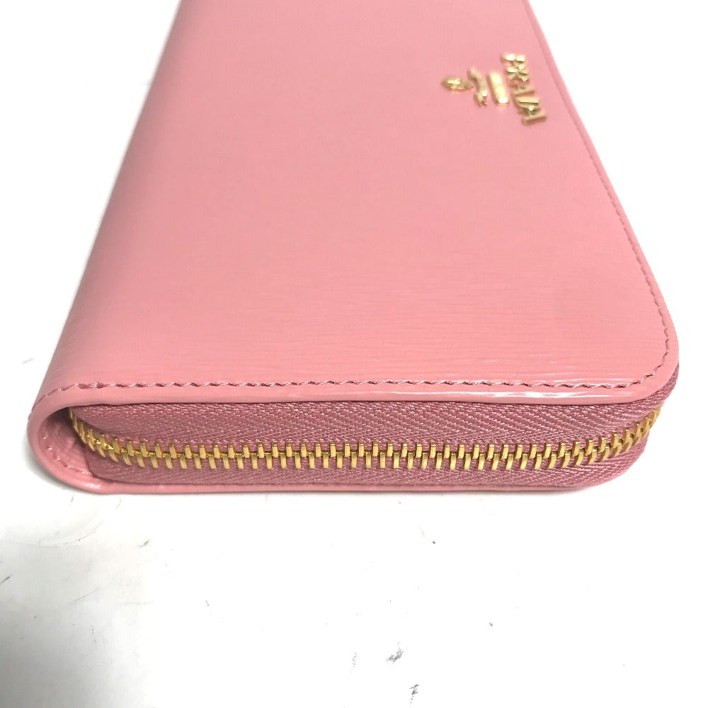 PRADA Long Wallet Purse leather pink logo Long wallet Women