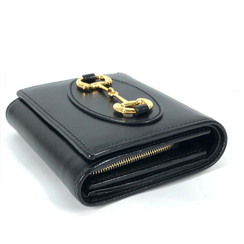 GUCCI Folded wallet 621891 leather black Horsebit Women