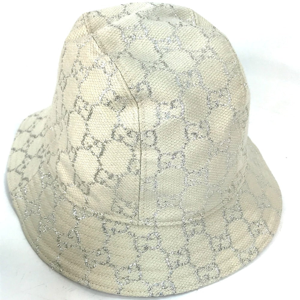 GUCCI hat 631951 cotton White type GG lame Bucket hat Women L/58