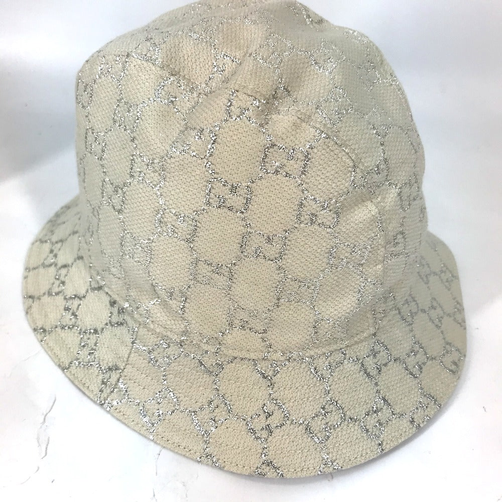 GUCCI hat 631951 cotton White type GG lame Bucket hat Women L/58
