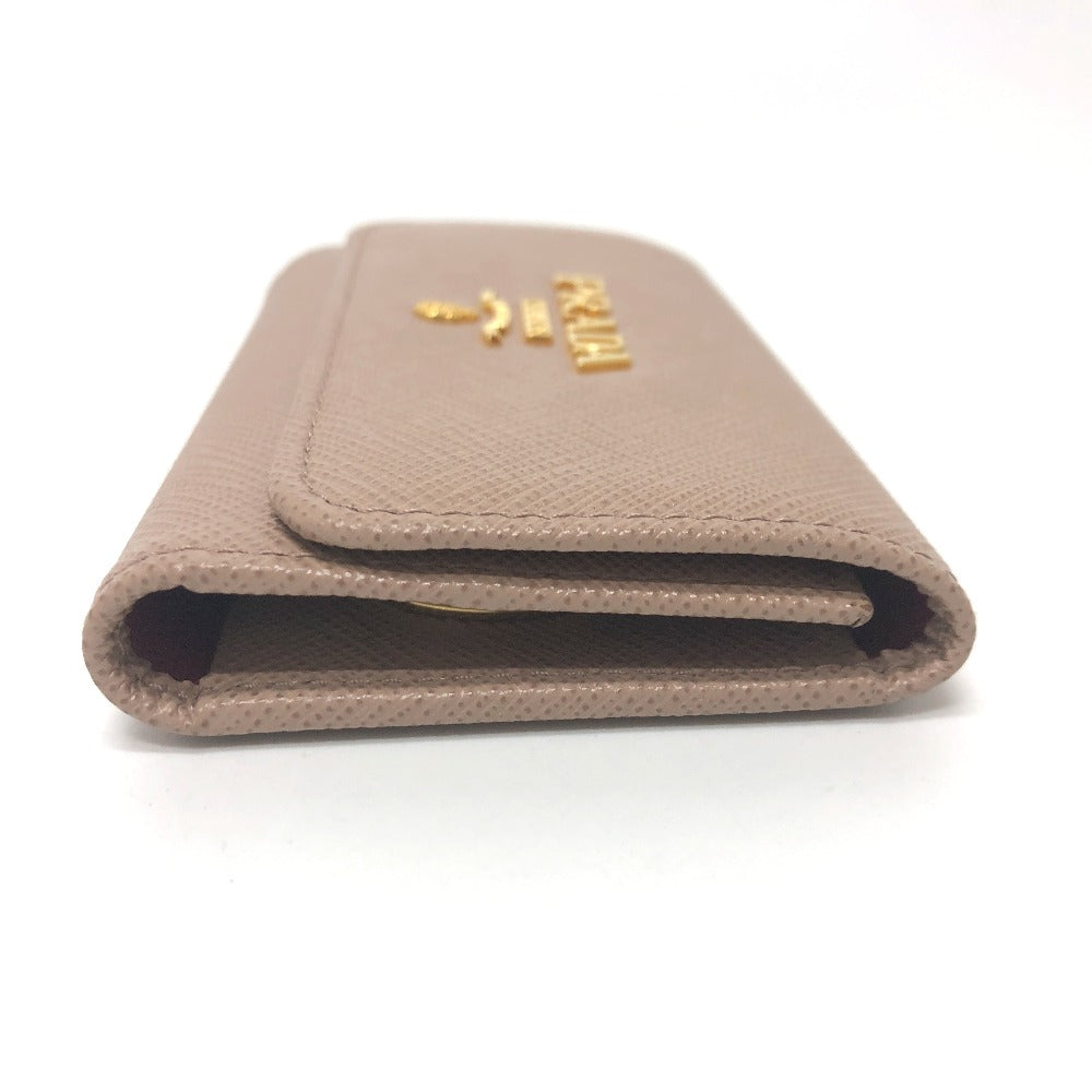 PRADA Key case Key holder  1PG004 saffiano leather pink logo 4 key rings Women