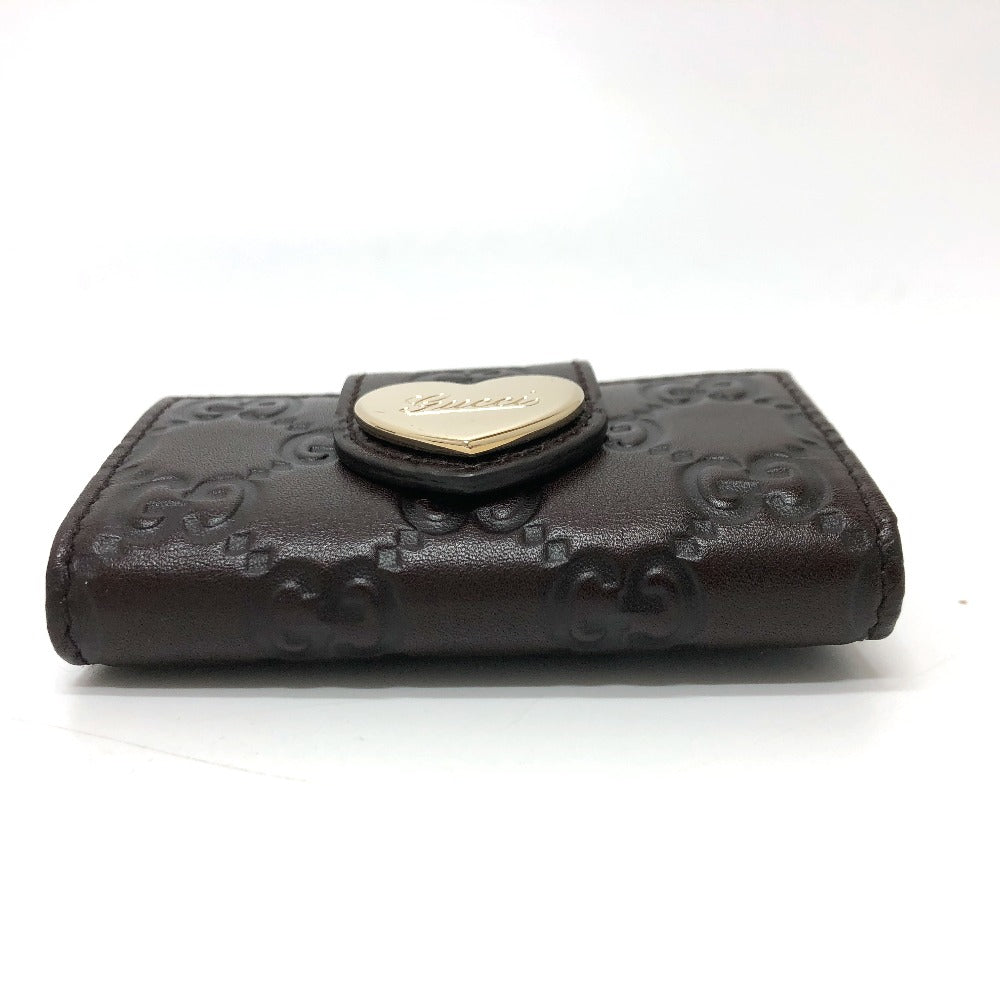 GUCCI Key case Key holder  203551 leather Brown GG Heart plate Women