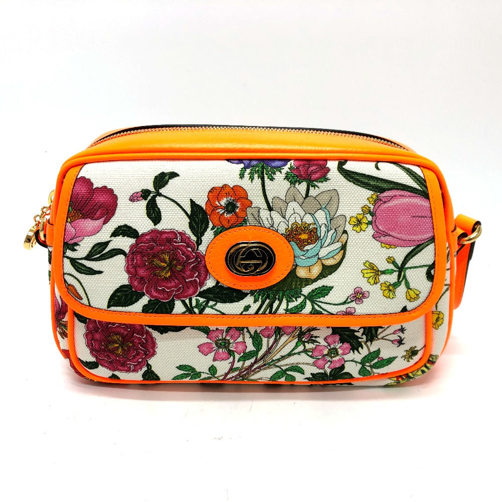 GUCCI Shoulder Bag 550147 Canvas / leather multicolor flora Women