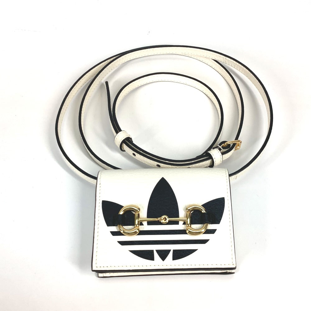 GUCCI Folded wallet 702248 leather white adidas adidas collaboration Horsebit