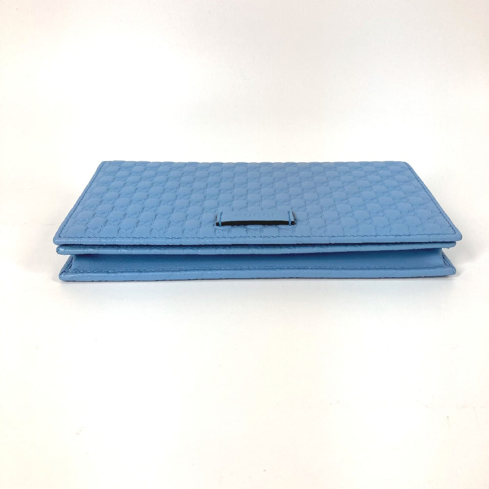 GUCCI Shoulder Bag 466507 leather blue Micro Guccisima Shoulder wallet Women