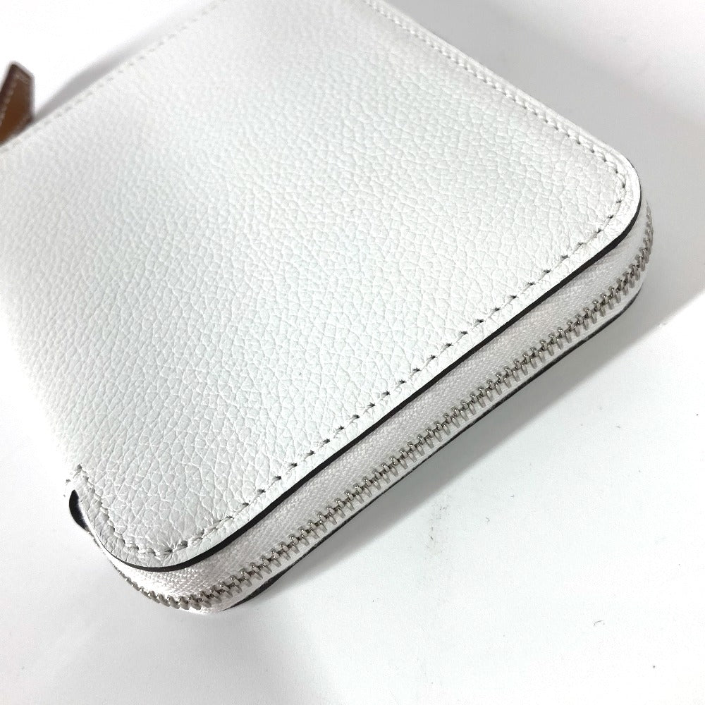 HERMES Coin case leather white Azap silk in compact