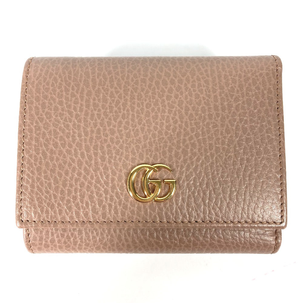 GUCCI Trifold wallet 474746 leather beige Compact wallet GG Marmont Women