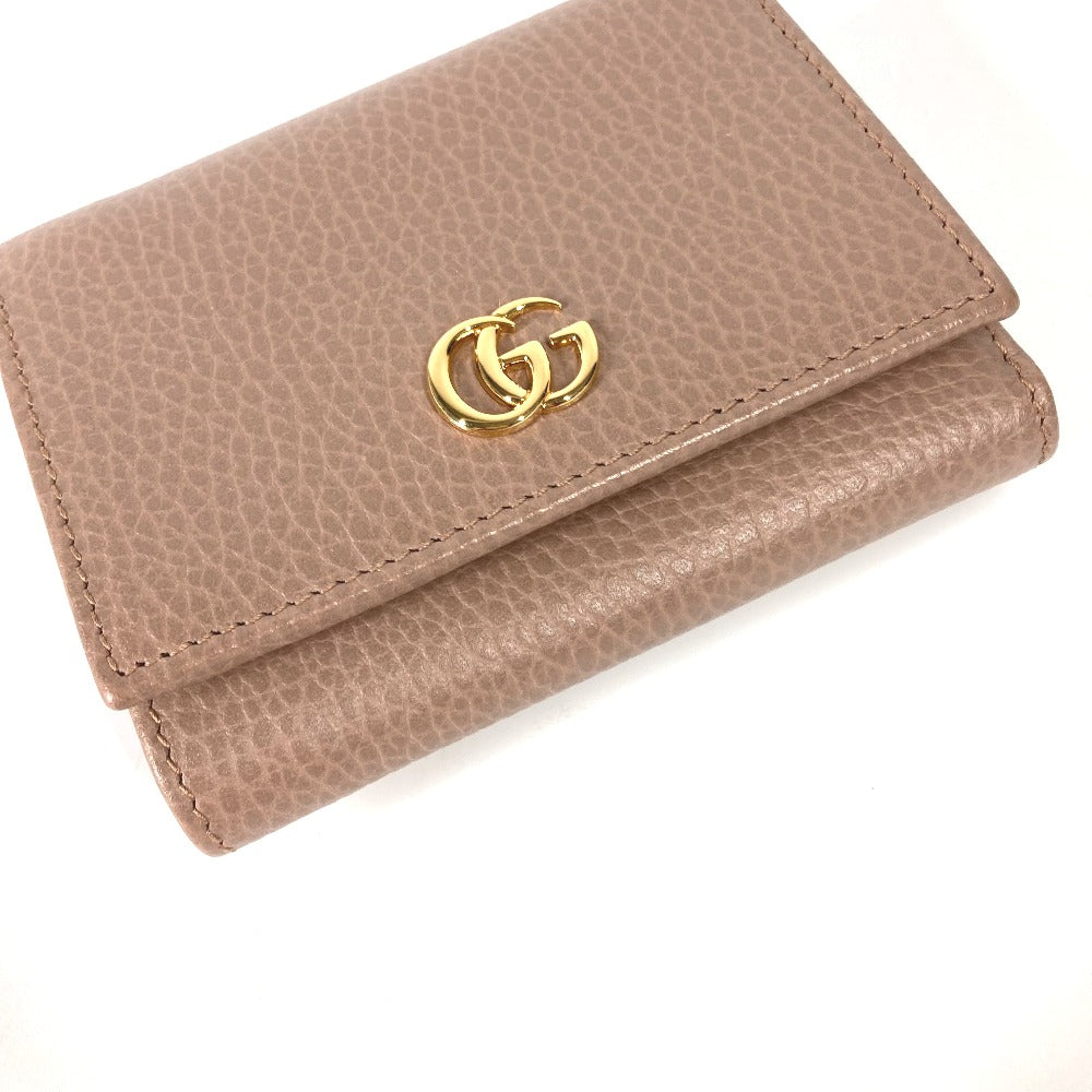 GUCCI Trifold wallet 474746 leather beige Compact wallet GG Marmont Women