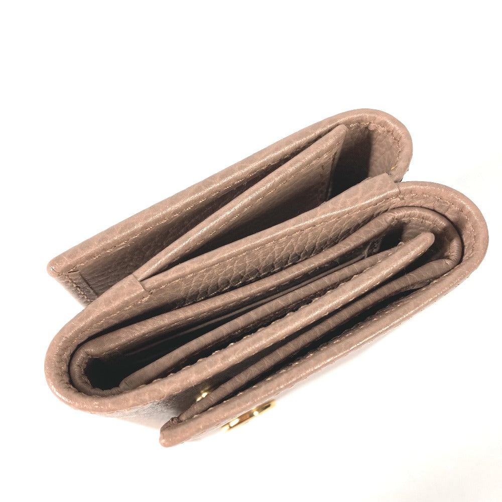 GUCCI Trifold wallet 474746 leather beige Compact wallet GG Marmont Women