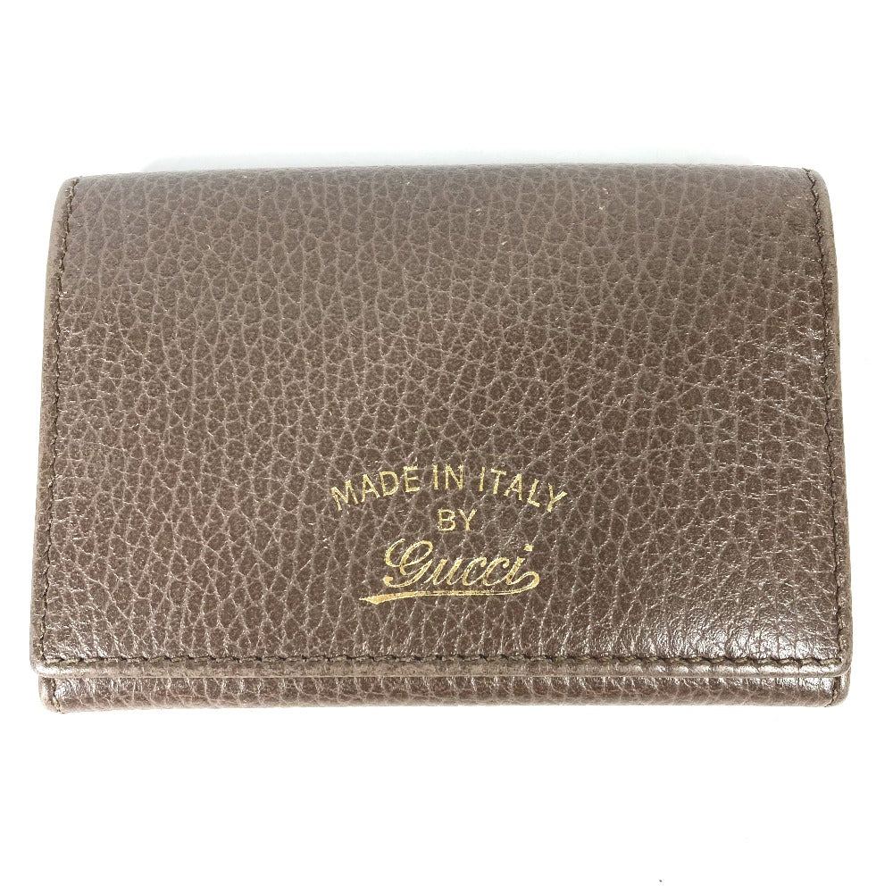 GUCCI Card Case 381045 leather Brown typex pink Bifold Wallet Swing Women