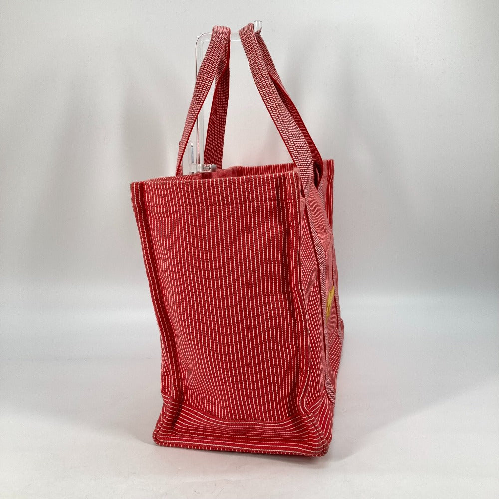 HERMES Tote Bag canvas Red Mothers bag Caval Horse Cheval Stripes