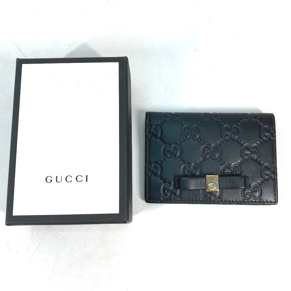 GUCCI Card Case 451192 Sima leather black Guccisima GG Ribbon Ribon Women
