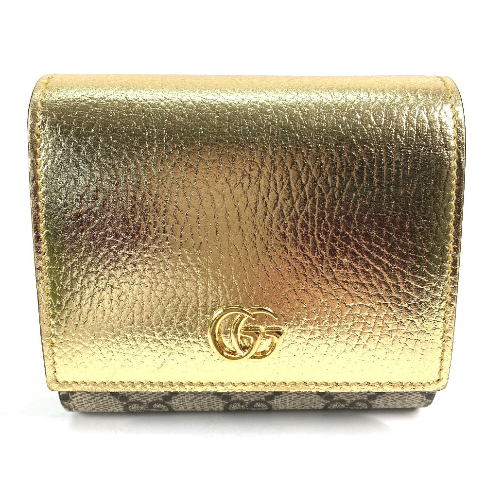 GUCCI Folded wallet 598587 leather gold Compact wallet GG Marmont Women