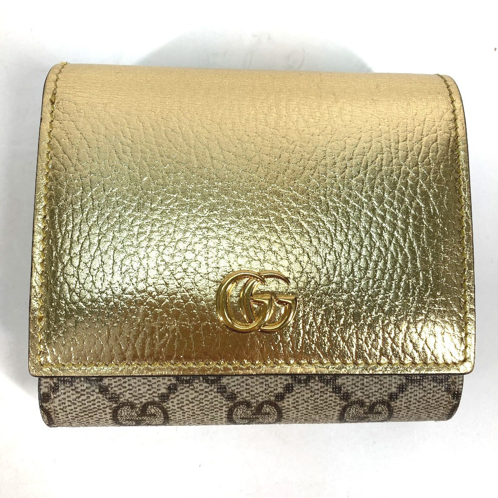 GUCCI Folded wallet 598587 leather gold Compact wallet GG Marmont Women