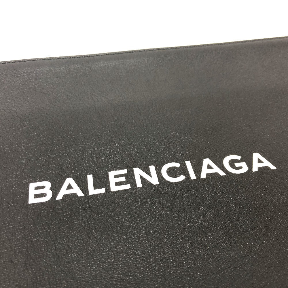 BALENCIAGA Clutch bag 492467 leather black logo shopping mens