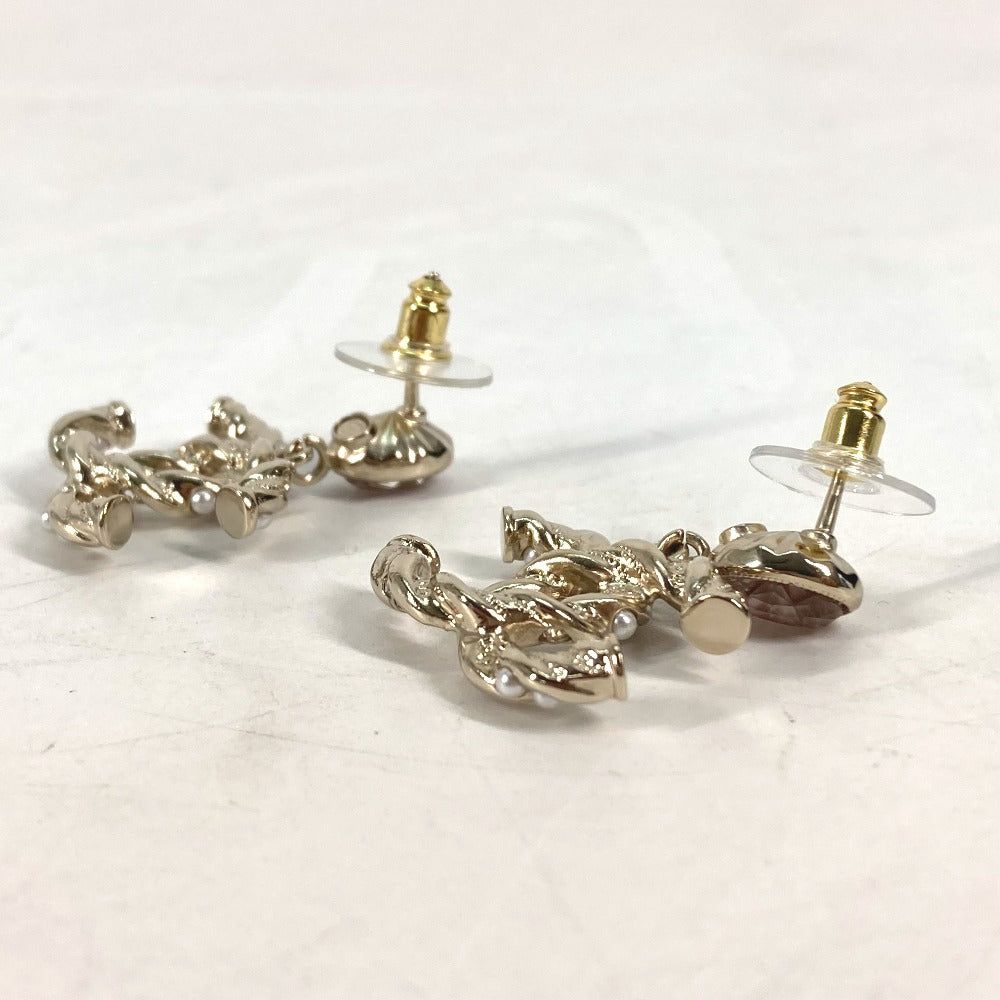 CHANEL Pierce ABB511 metal gold 23B CC COCO Mark Rhinestone Faux Pearl Women