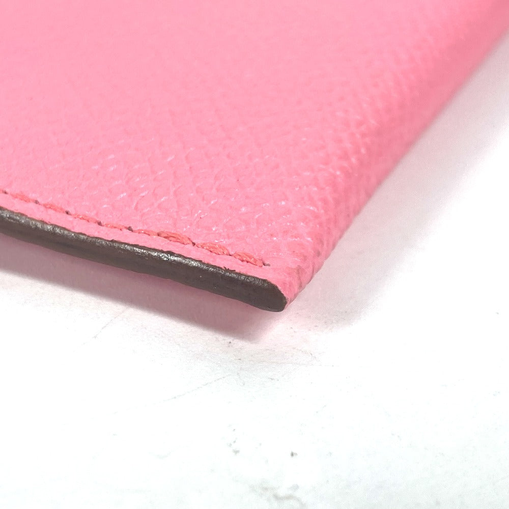 HERMES Clutch bag Epsom Brown x pink With porch Calvi GM unisex(Unisex) Used