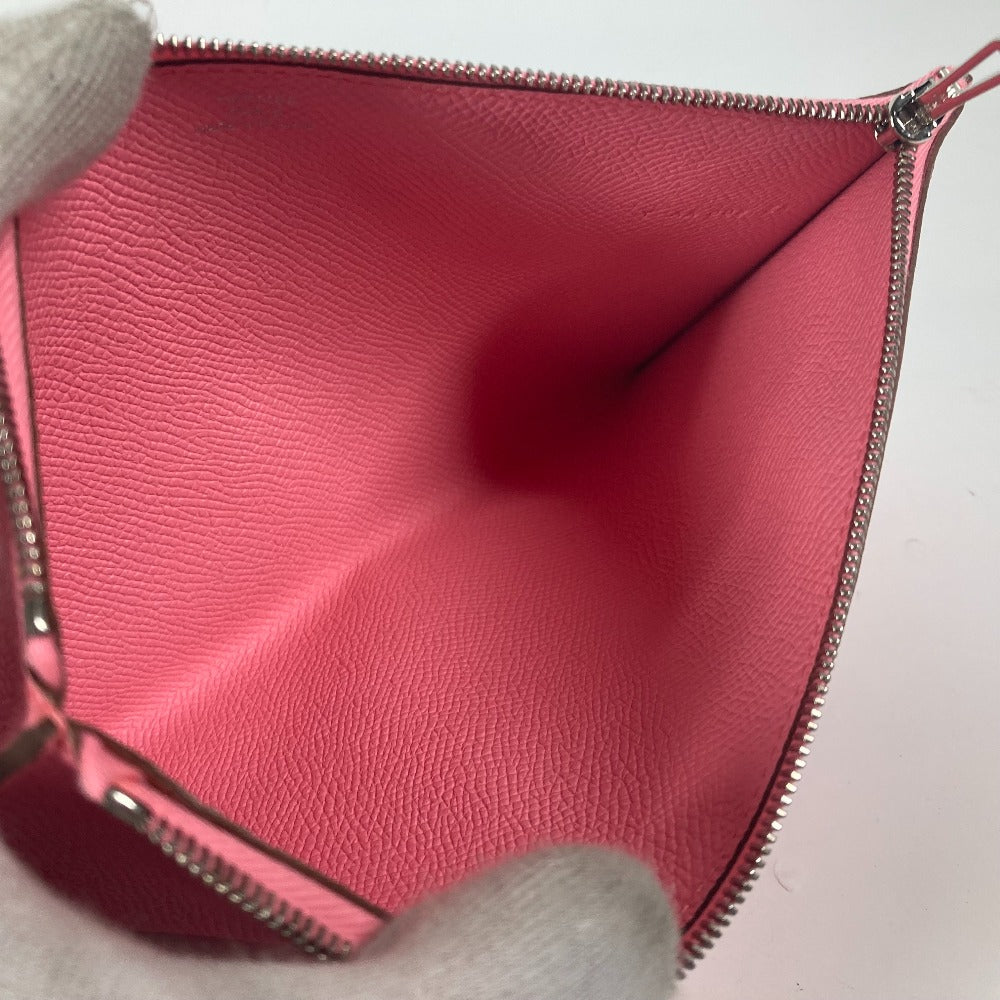 HERMES Clutch bag Epsom Brown x pink With porch Calvi GM unisex(Unisex) Used
