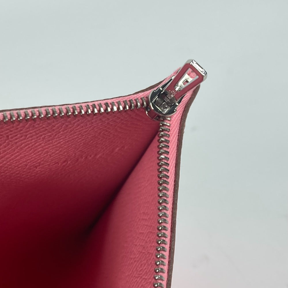 HERMES Clutch bag Epsom Brown x pink With porch Calvi GM unisex(Unisex) Used