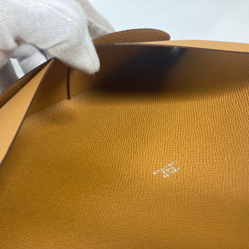 HERMES Clutch bag Epsom Brown x pink With porch Calvi GM unisex(Unisex) Used