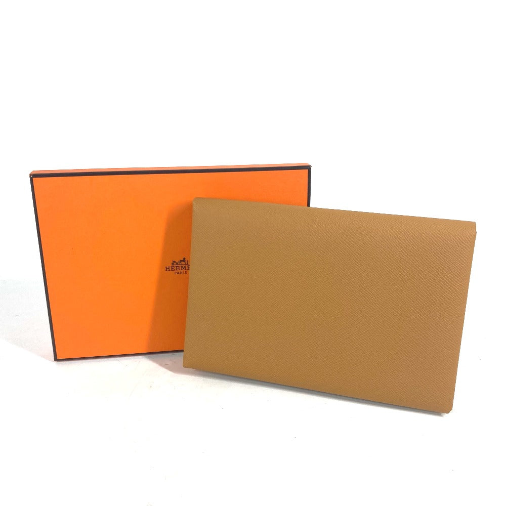 HERMES Clutch bag Epsom Brown x pink With porch Calvi GM unisex(Unisex) Used