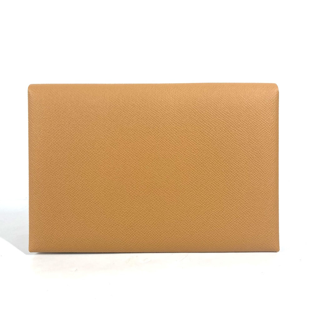 HERMES Clutch bag Epsom Brown x pink With porch Calvi GM unisex(Unisex) Used
