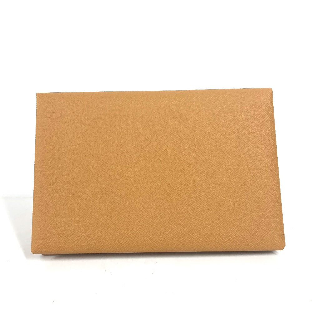 HERMES Clutch bag Epsom Brown x pink With porch Calvi GM unisex(Unisex) Used