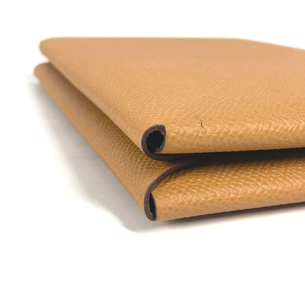 HERMES Clutch bag Epsom Brown x pink With porch Calvi GM unisex(Unisex) Used