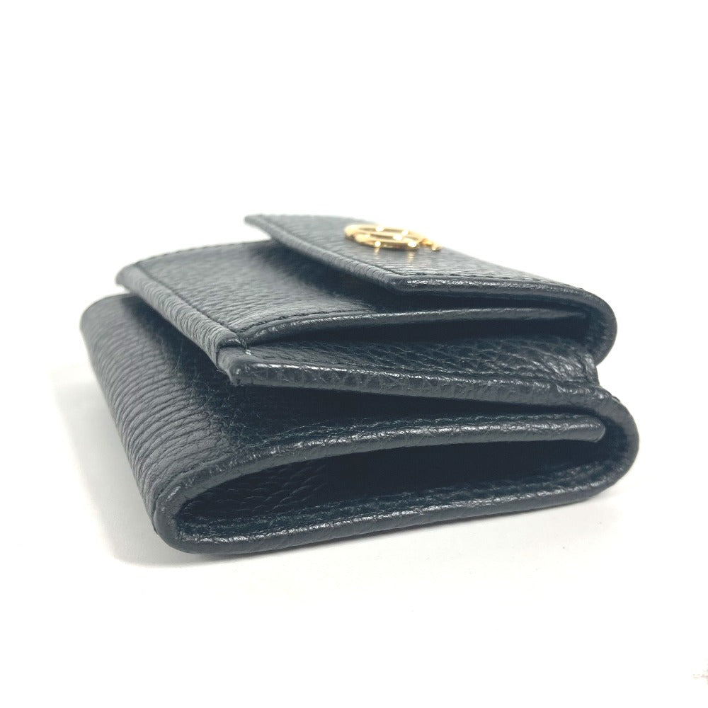 GUCCI Trifold wallet 523277 leather black GG Marmont Women