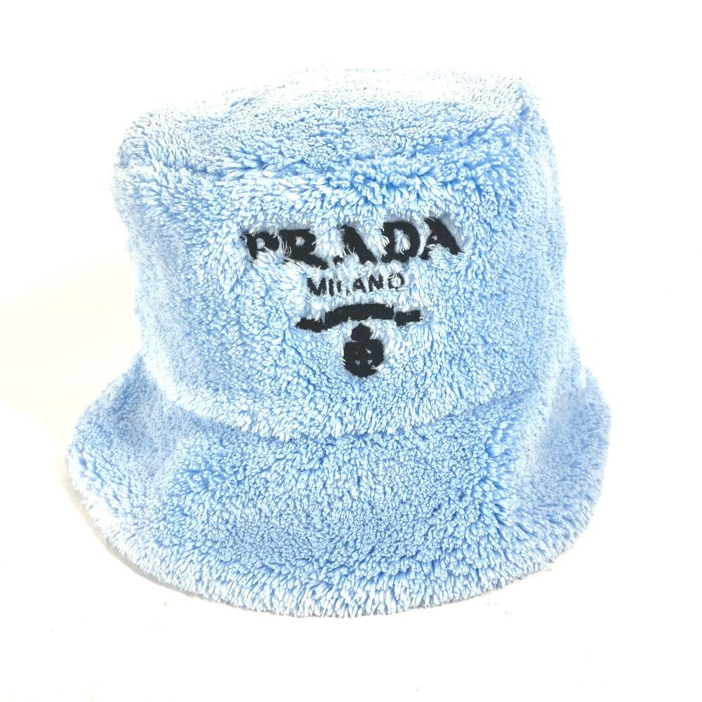 PRADA hat 1HC137 polyester blue fur logo Women S
