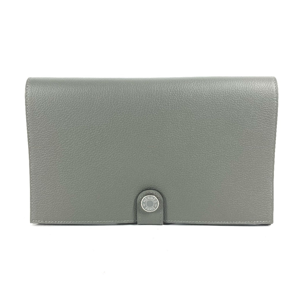 HERMES Long Wallet Purse Evercolor gray RMS Tutankhamun