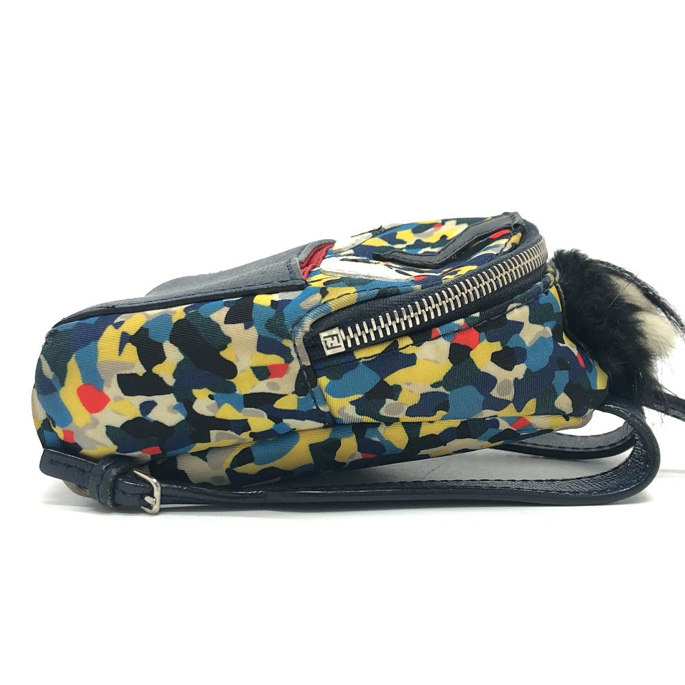 FENDI key ring 7AR432 Leather / nylon blue monster
