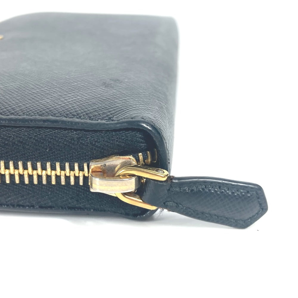 PRADA Long Wallet Purse 1ML506 saffiano leather black logo Heart Bicolor Women