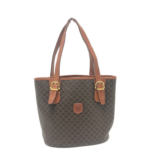 CELINE Tote Bag PVC / Leather Brown vintage Macadam Bucket Type Women