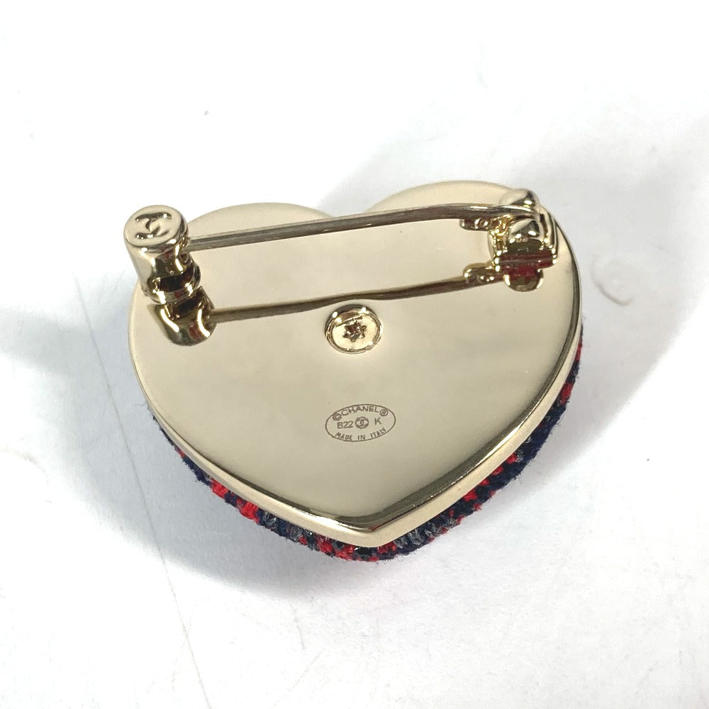 CHANEL Brooch tweed Navy x red B22K Heart COCO Mark CC Women